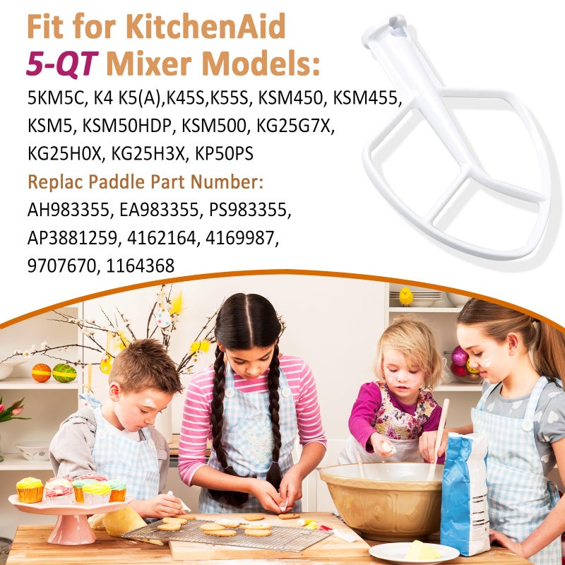 Swess K5AB K5SS Stand Mixer Flat Beater Blade ðŠðŸ“ð€ð ðŠðŸ“ð’ð’ for KitchenAid Paddle Attachment 5-QT Coated Flat Beater 9707670 W10807813 PS983355 AP3881259 - Image 3